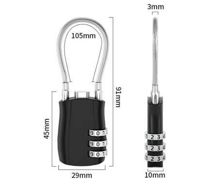 軽量でTSA認定された荷物ロック コンビニ 30mm